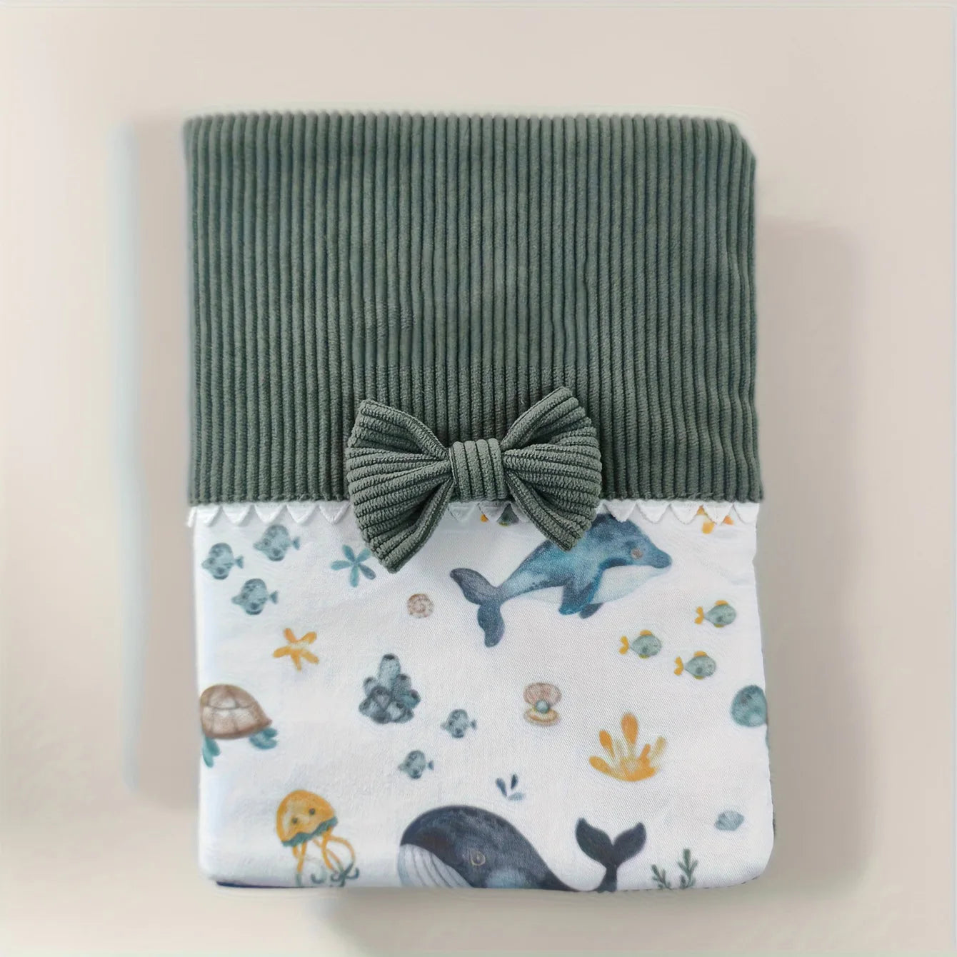Housse de livre personnalisable en velours côtelé – Motif mignon