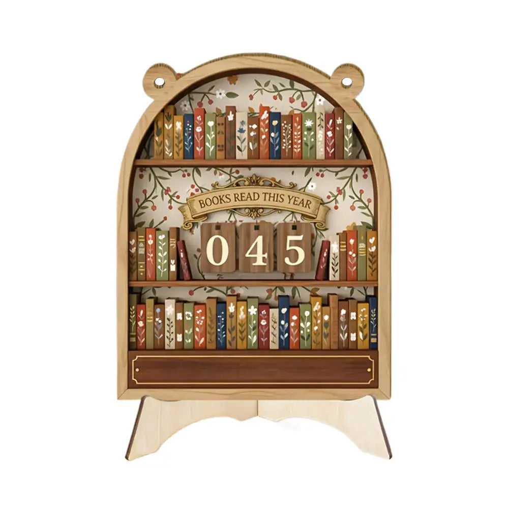 Compteur de livres lus en bois – Tracker de lecture rétro