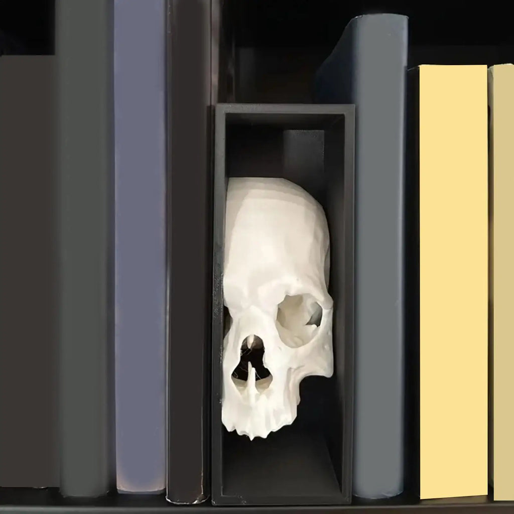 Serre-livre crâne sombre – Sculpture mystérieuse décorative