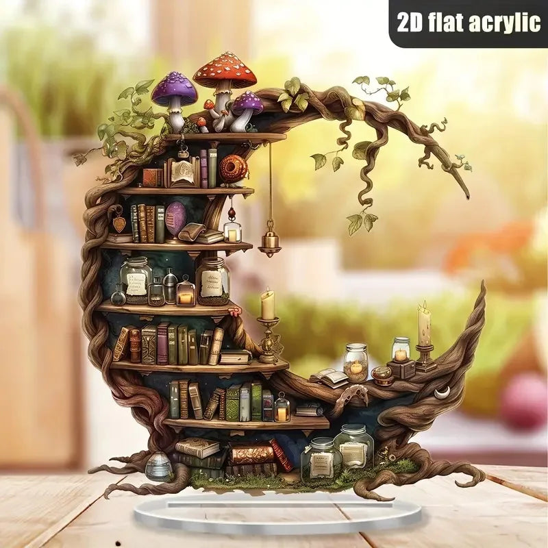 Décoration de bibliothèque lune en acrylique – Ornement design