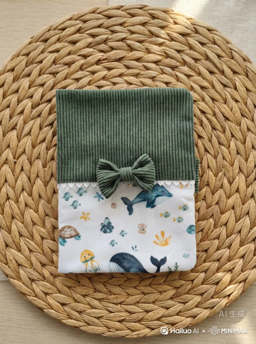 Housse de livre personnalisable en velours côtelé – Motif mignon