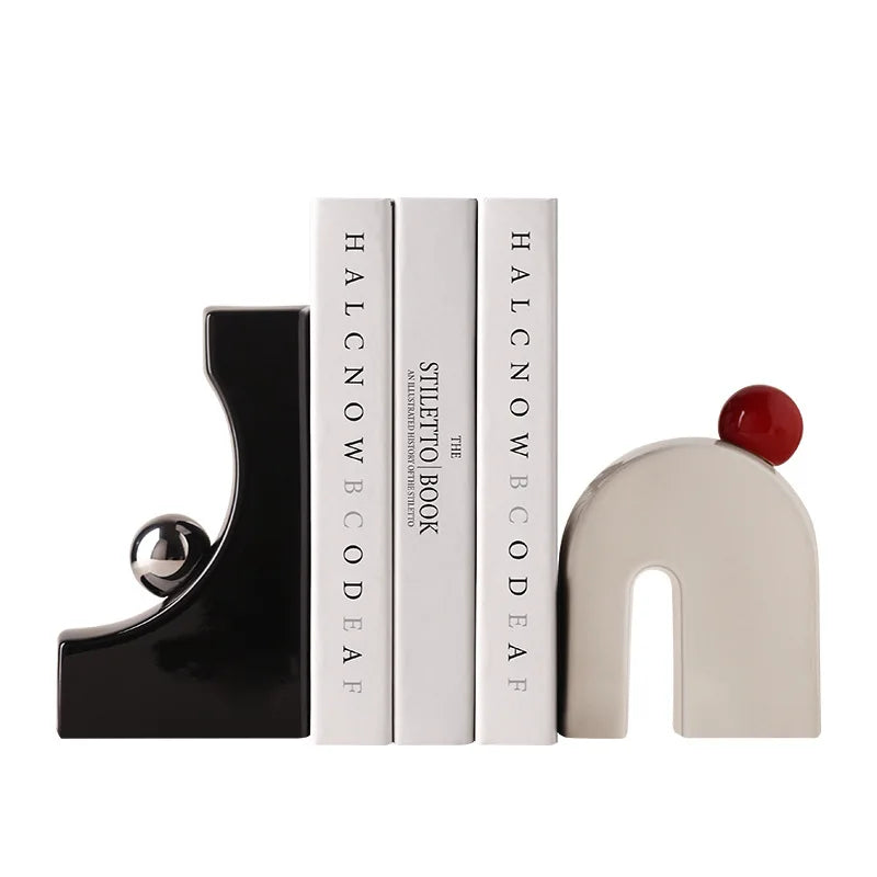 Serre-livre artistique en porcelaine – Design géométrique luxe