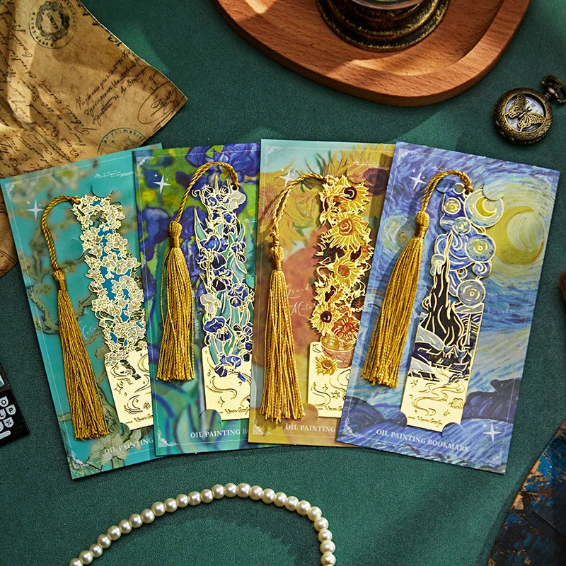Marque-page en métal style peinture à l’huile – Inspiration Van Gogh vintage