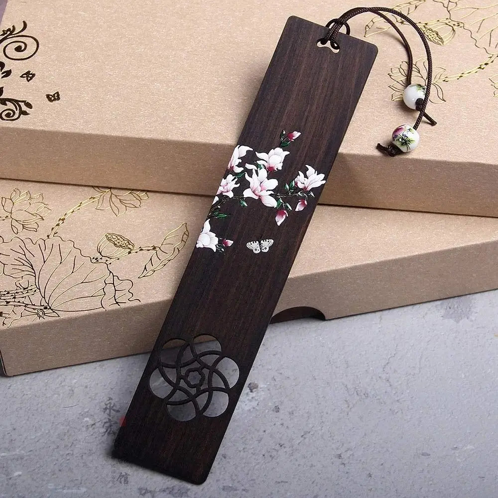 Marque-page en bois ébène style chinois