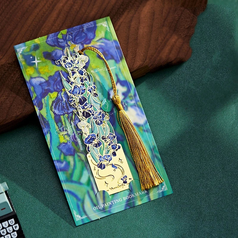 Marque-page en métal style peinture à l’huile – Inspiration Van Gogh vintage
