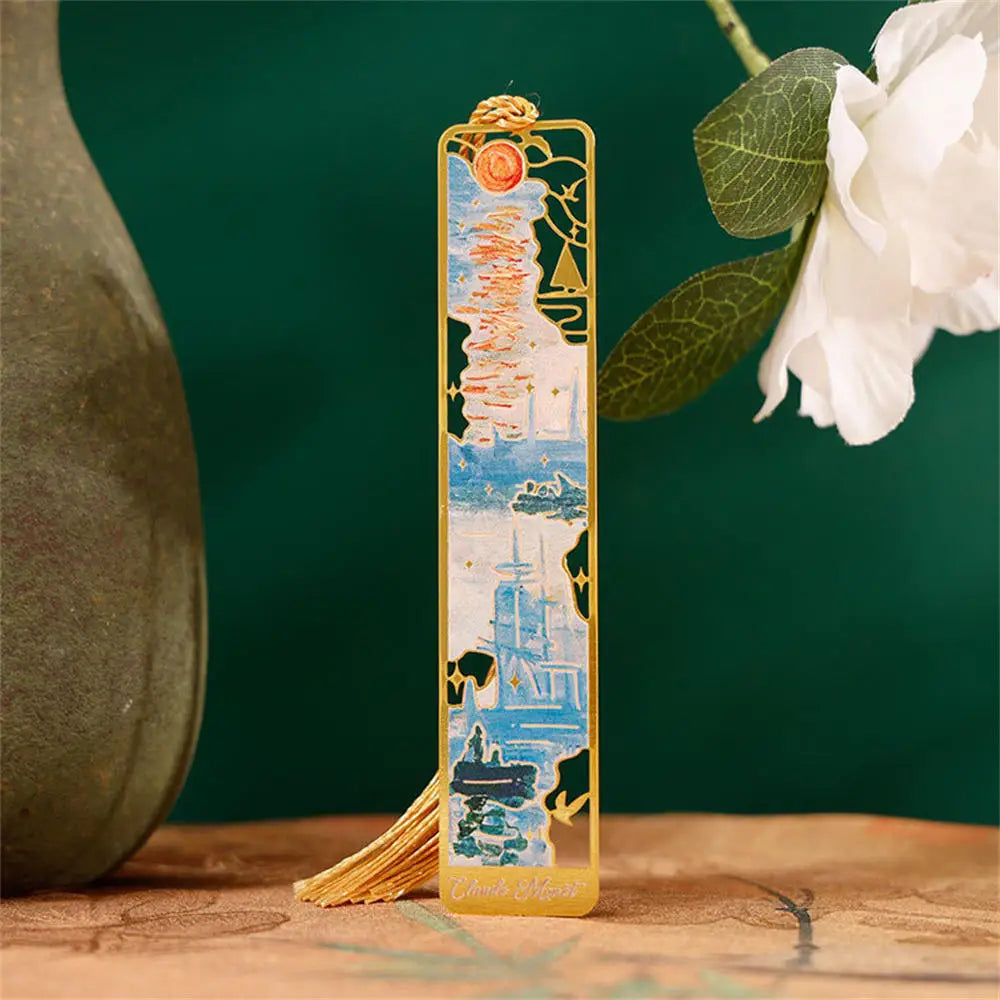 Marque-page en métal style peinture à l’huile – Inspiration Van Gogh vintage