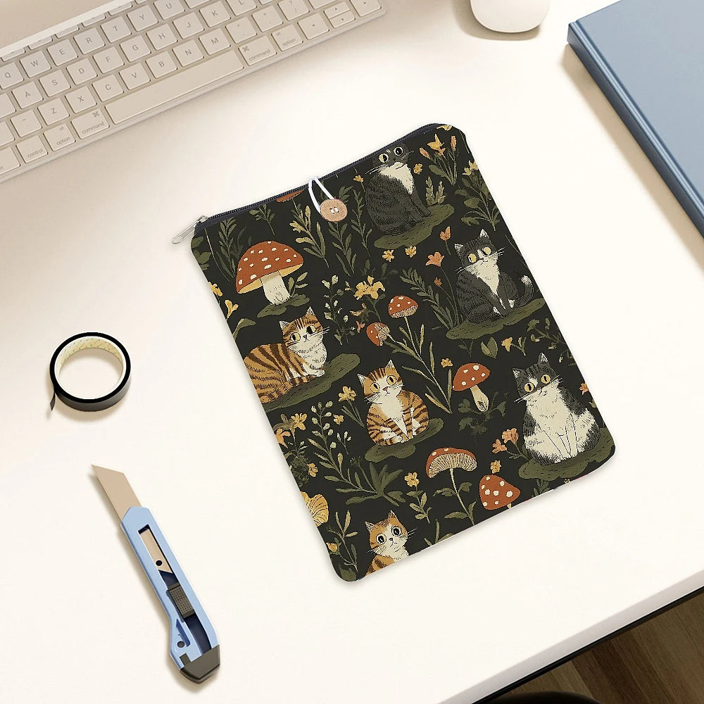 Housse de protection pour livre en polyester – Fermeture bouton, motif chat