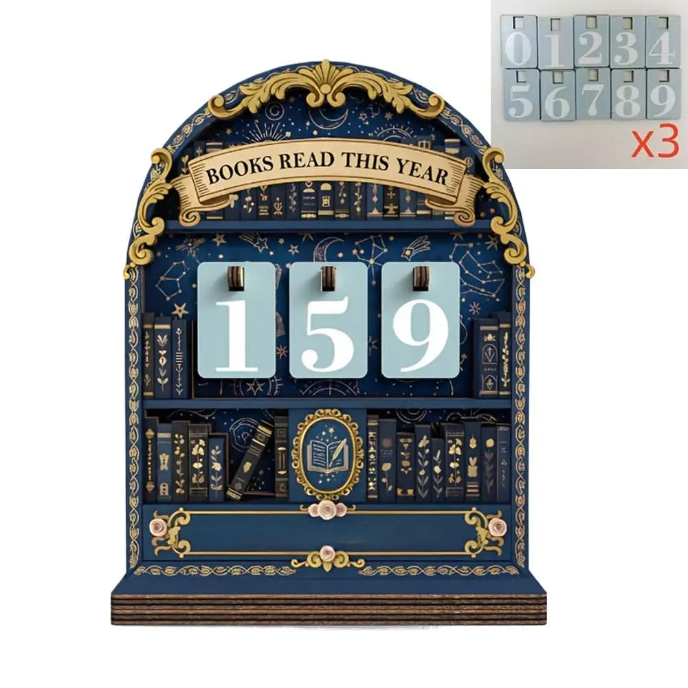 Compteur de livres lus en bois – Tracker de lecture rétro