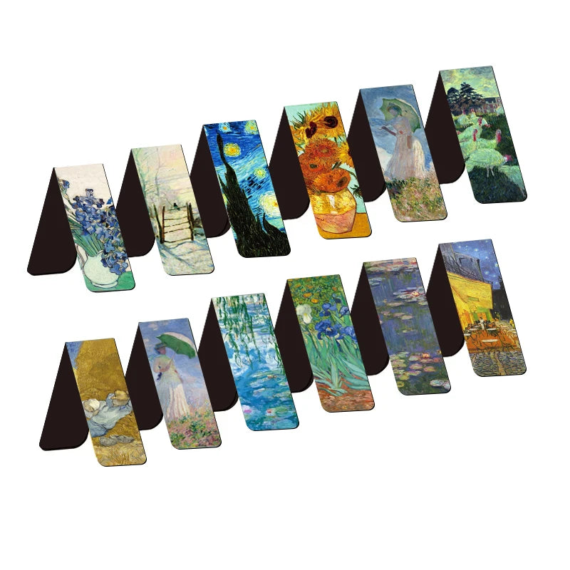 Lot de 12 marque-pages magnétiques artistiques – Peintures célèbres