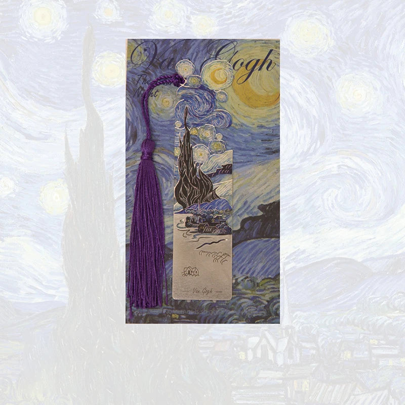 Marque-page en métal style peinture à l’huile – Inspiration Van Gogh vintage