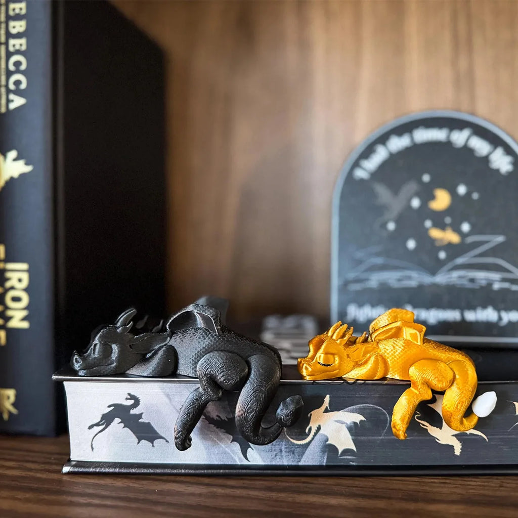 Serre-livre Dragon endormi décoratif – Figurine fantasy 3D