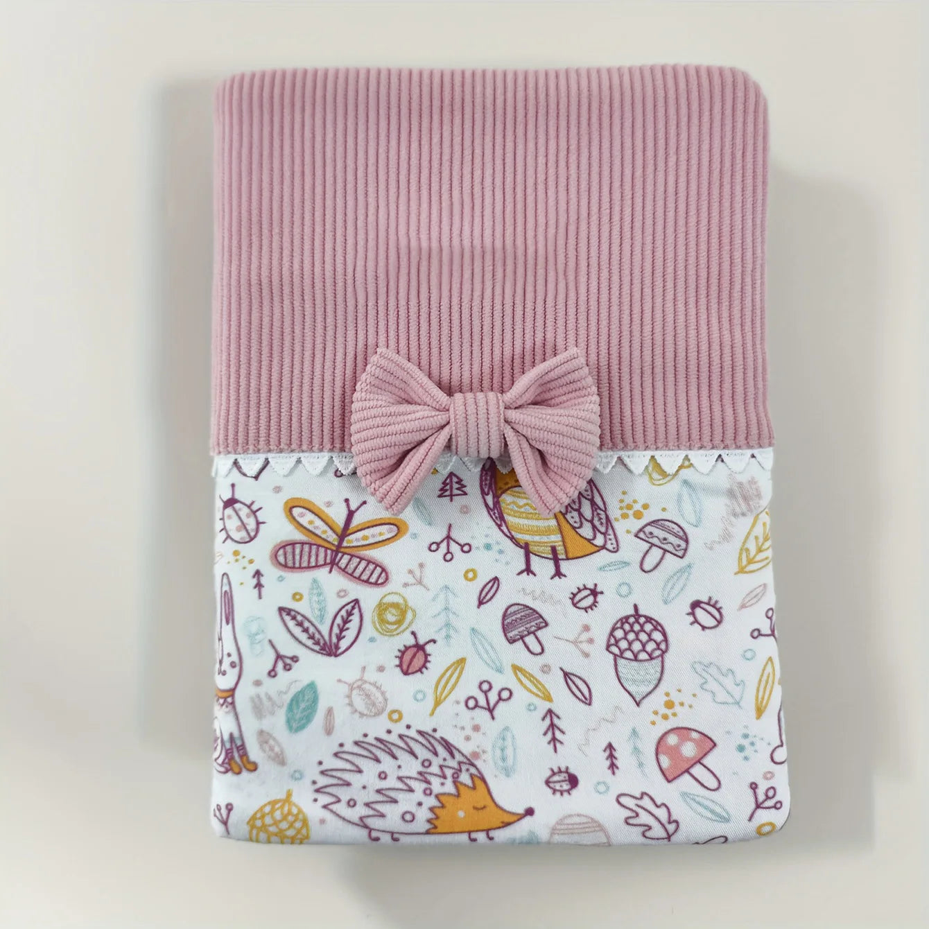 Housse de livre personnalisable en velours côtelé – Motif mignon