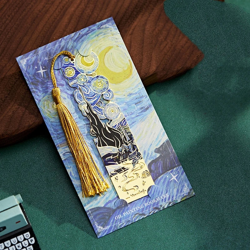 Marque-page en métal style peinture à l’huile – Inspiration Van Gogh vintage