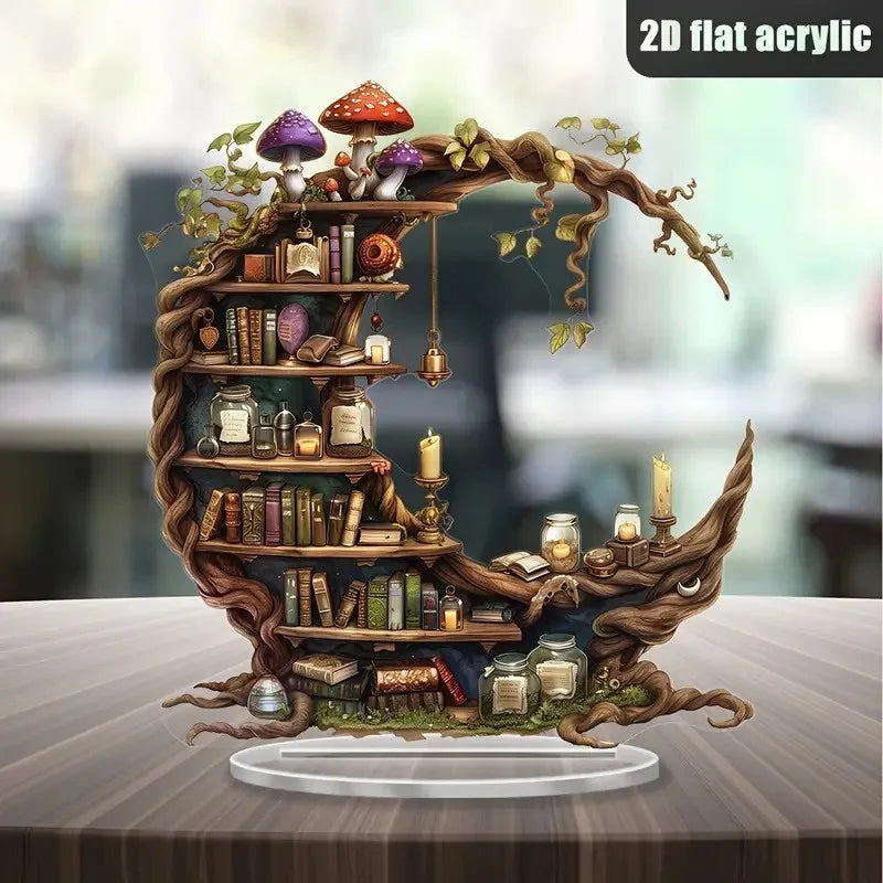 Décoration de bibliothèque lune en acrylique – Ornement design