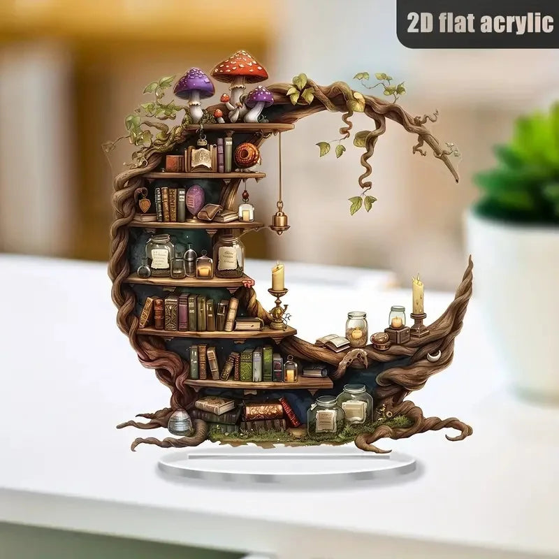 Décoration de bibliothèque lune en acrylique – Ornement design