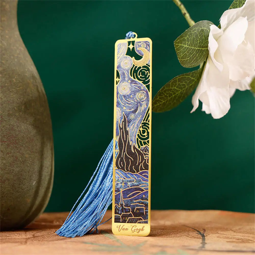 Marque-page en métal style peinture à l’huile – Inspiration Van Gogh vintage