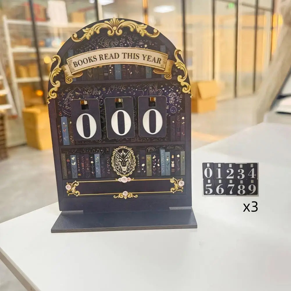 Compteur de livres lus en bois – Tracker de lecture rétro