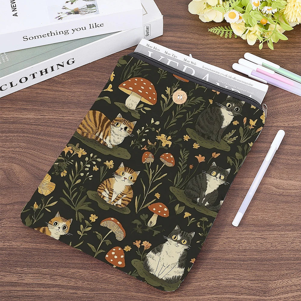 Housse de protection pour livre en polyester – Fermeture bouton, motif chat