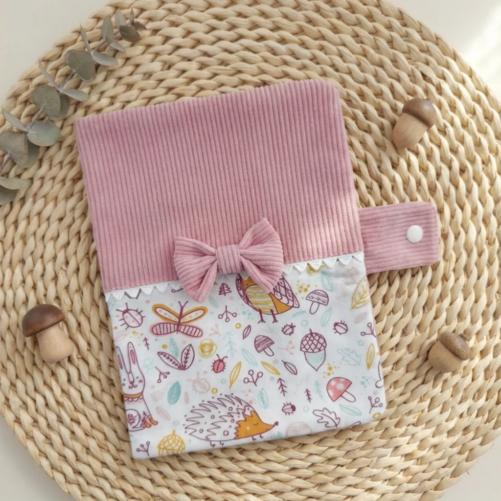 Housse de livre personnalisable en velours côtelé – Motif mignon