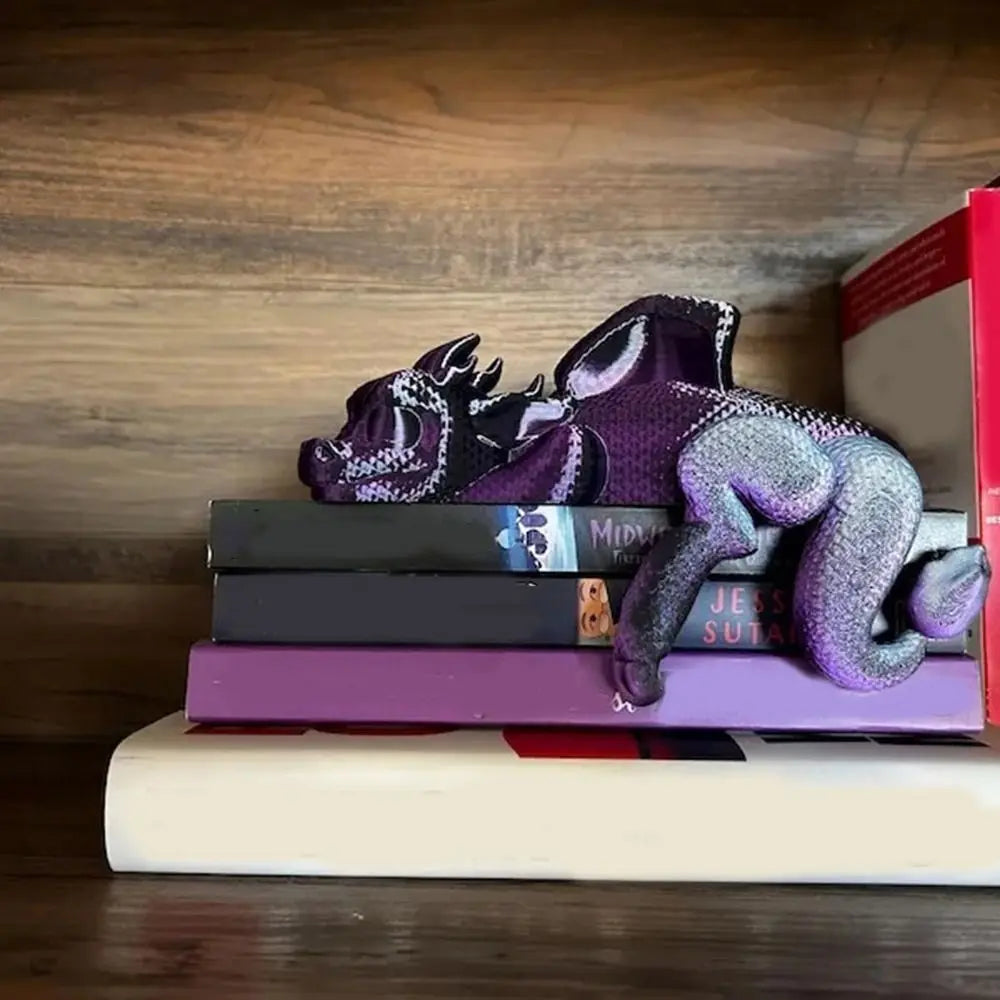 Serre-livre Dragon endormi décoratif – Figurine fantasy 3D