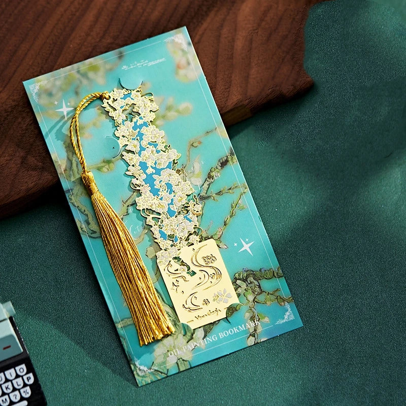 Marque-page en métal style peinture à l’huile – Inspiration Van Gogh vintage