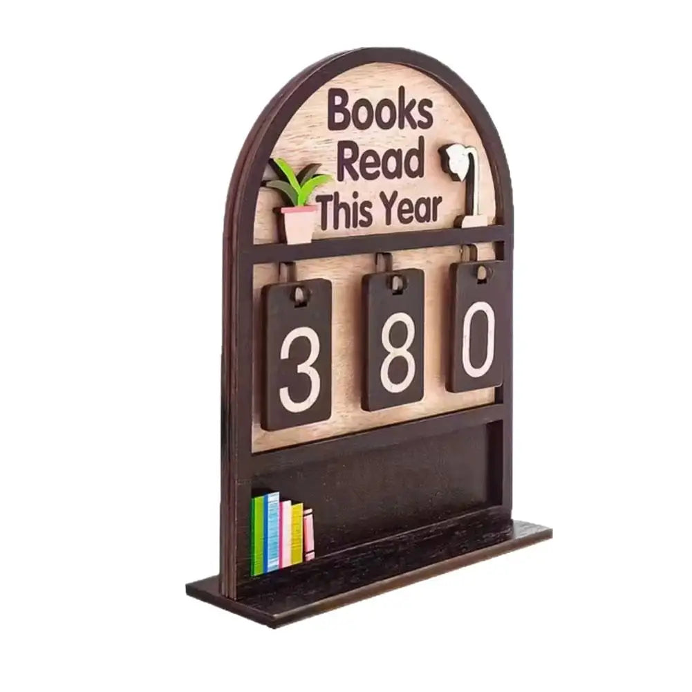 Compteur de livres lus en bois – Tracker de lecture rétro