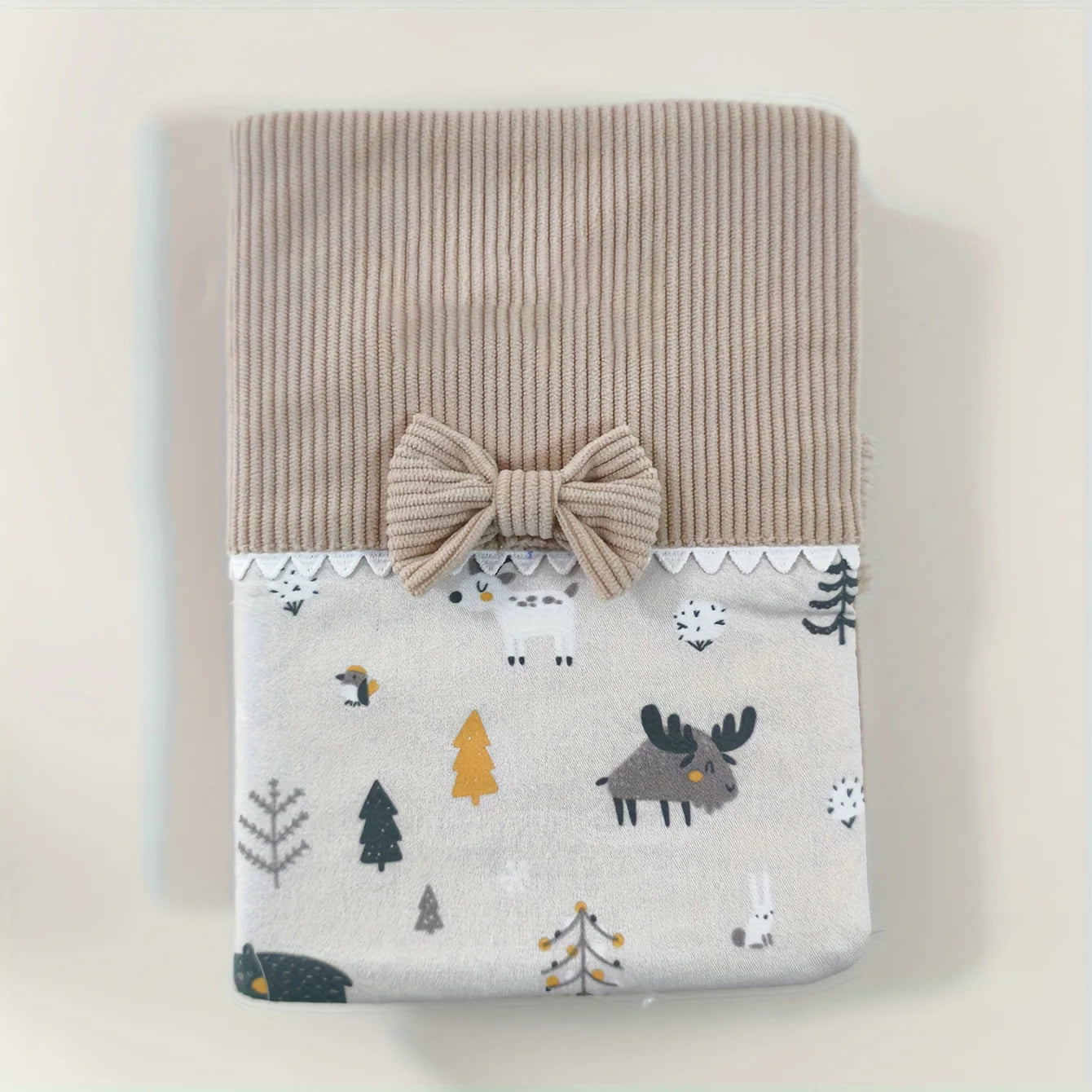 Housse de livre personnalisable en velours côtelé – Motif mignon