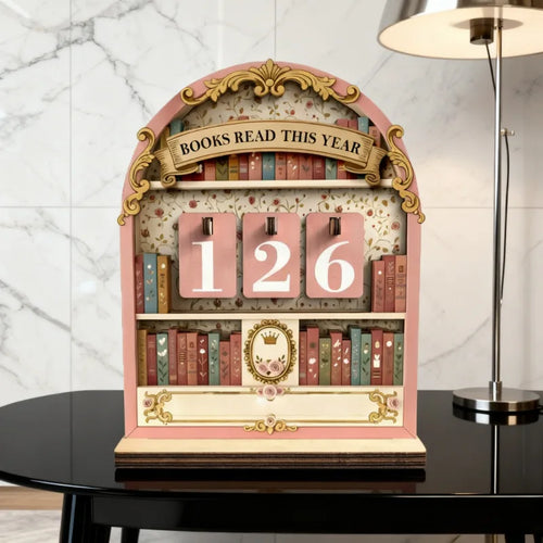 Compteur de livres lus en bois – Tracker de lecture rétro