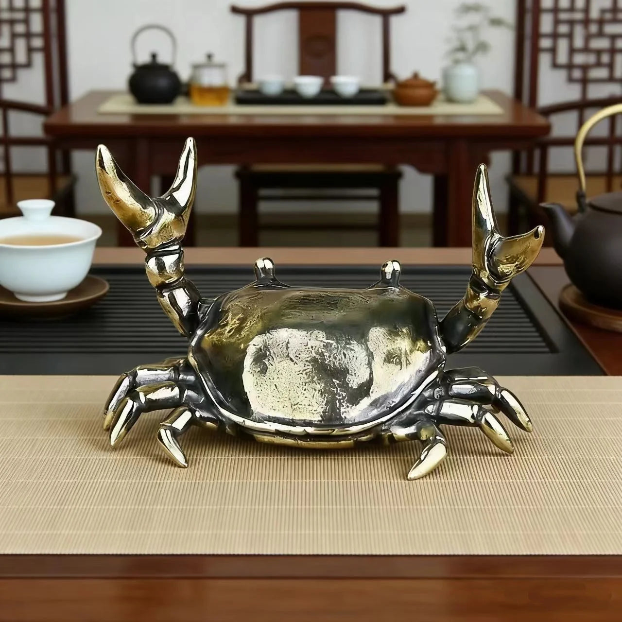 Petite sculpture crabe décorative – Ornement miniature