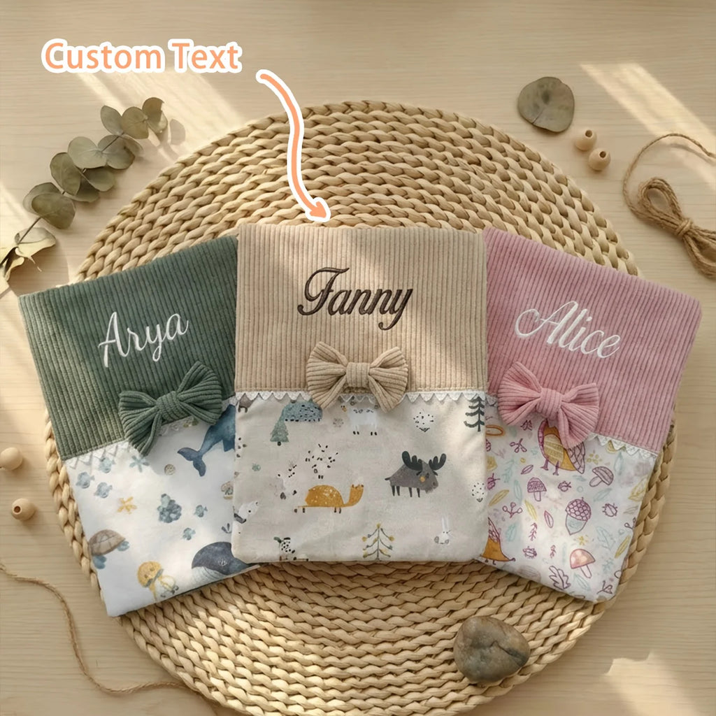 Housse de livre personnalisable en velours côtelé – Motif mignon