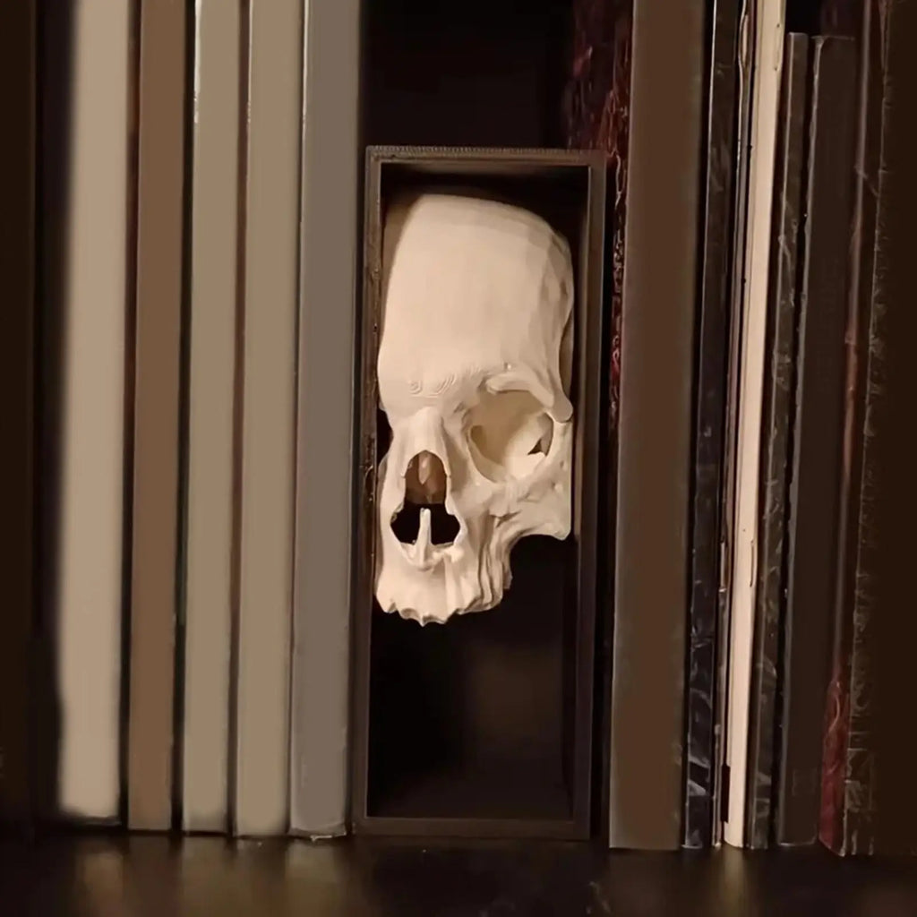 Serre-livre crâne sombre – Sculpture mystérieuse décorative