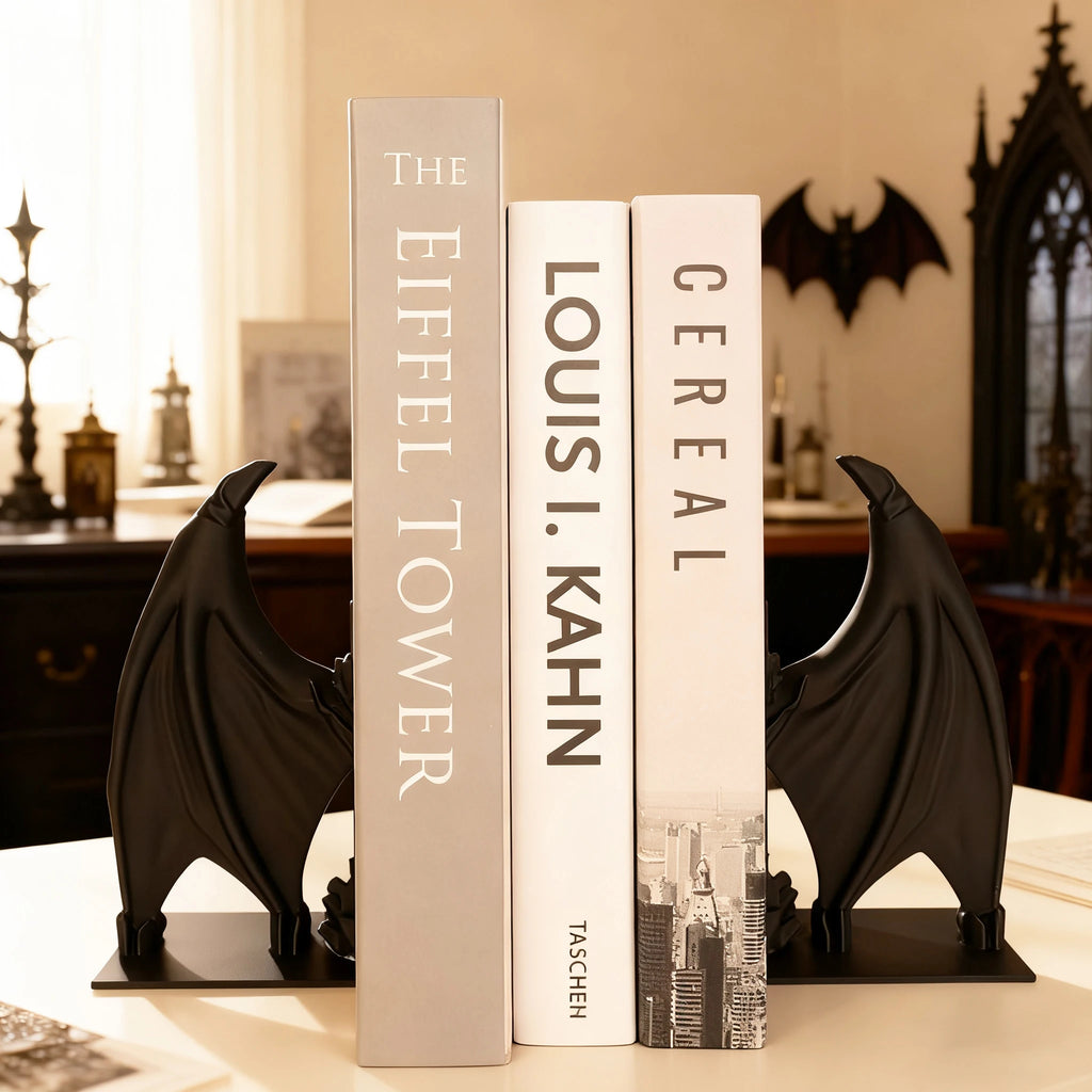Serre-livres ailes de chauve-souris – Style sombre décoratif