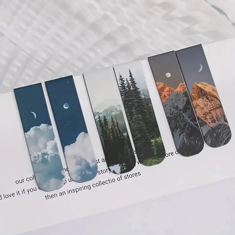 Lot de 2 marque-pages magnétiques paysage calme et reposant