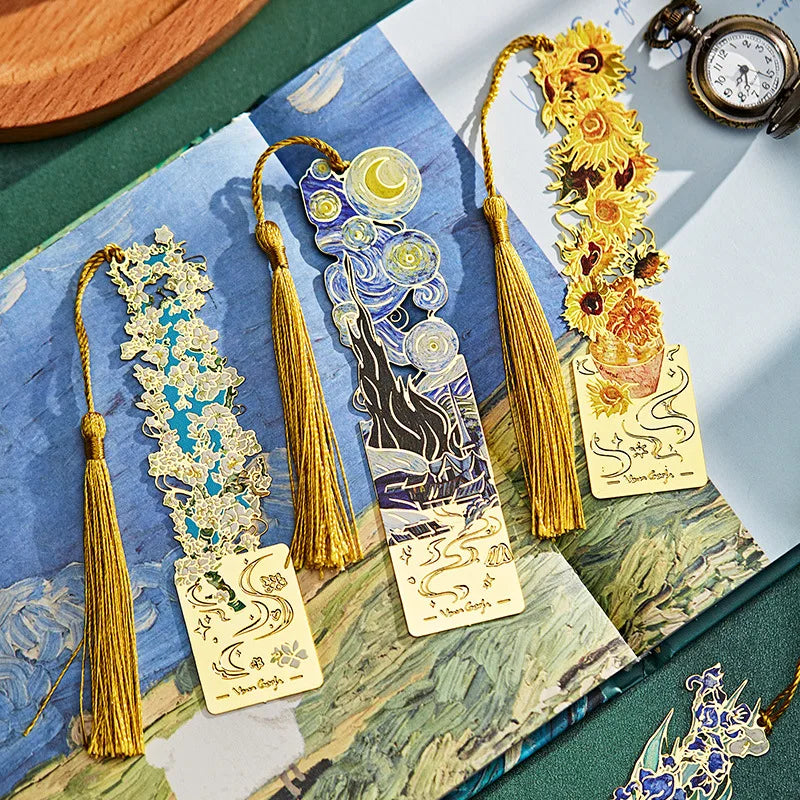 Marque-page en métal style peinture à l’huile – Inspiration Van Gogh vintage