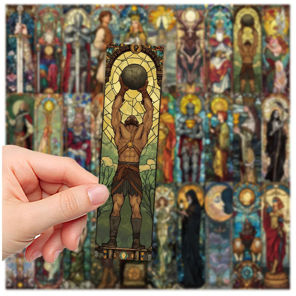 Lot de 30 marque-pages tarot vitrail – Illustrations mystiques