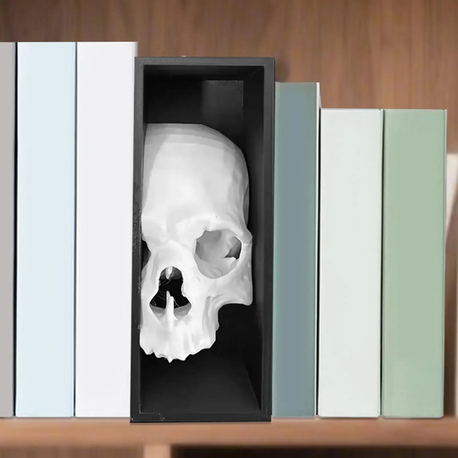 Serre-livre crâne sombre – Sculpture mystérieuse décorative