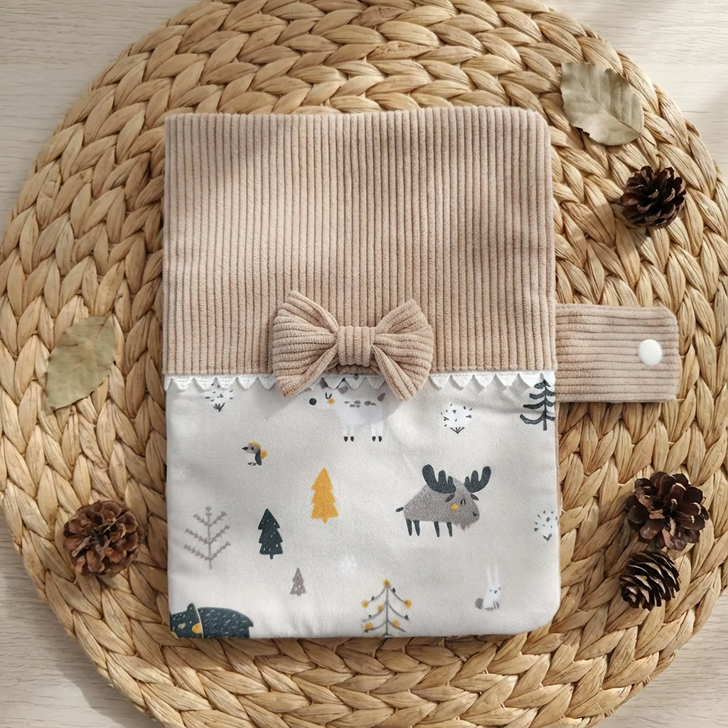 Housse de livre personnalisable en velours côtelé – Motif mignon